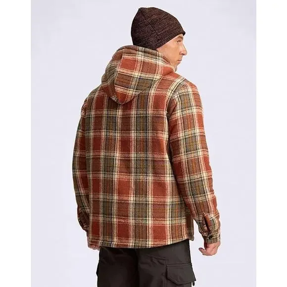 G Gradual Men's Flannel Jacket Fleece Sherpa Lined Hoodies Zip Up Plaid Shirt - Picture 7 of 7